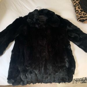 Adrienne Landau 100% Rabbit Fur Black Jacket Size Small/Medium